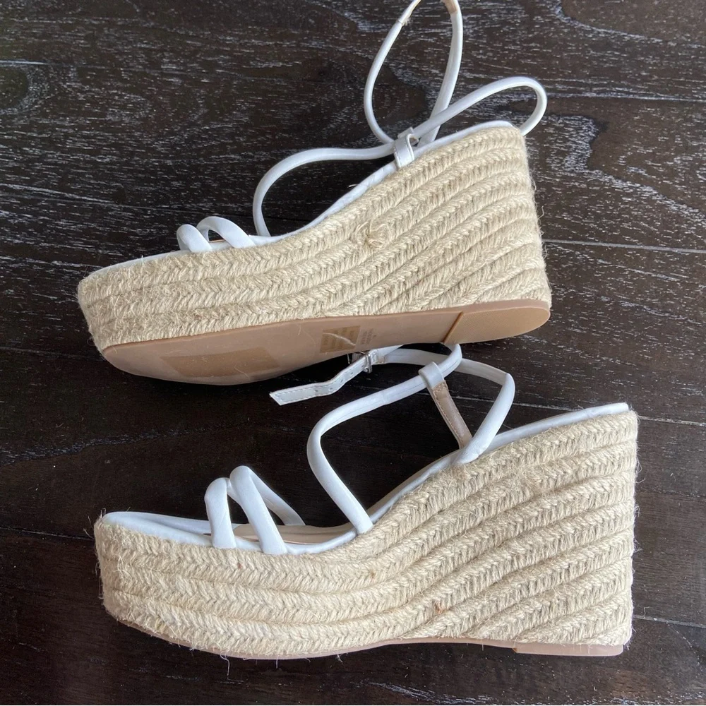 BP Cohan Platform‎ Espadrille Wedge Sandals White Summer Size 11M
